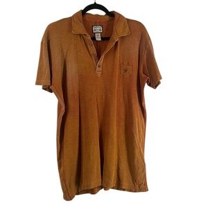 Diesel Co. Orange waffle knit polo distressed beach vacation Burnt orange sz xxl